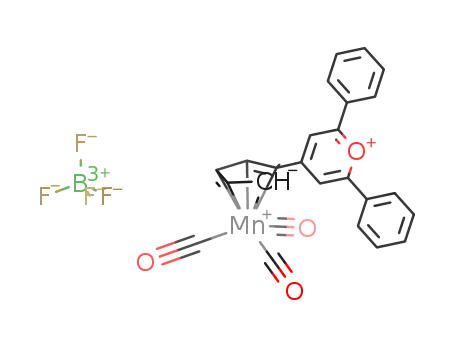 Molecular Structure of 158840-67-6 ([(4-cyclopentadienyl-2,6-diphenylpyrylium)Mn(CO)3](BF<sub>4</sub>))