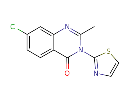 Molecular Structure of 338794-10-8 (7-CHLORO-2-METHYL-3-(1,3-THIAZOL-2-YL)-4(3H)-QUINAZOLINONE)