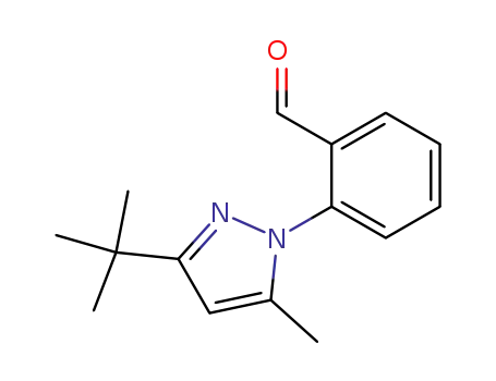 Molecular Structure of 832141-89-6 (Benzaldehyde, 2-[3-(1,1-dimethylethyl)-5-methyl-1H-pyrazol-1-yl]-)