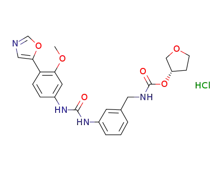 (S)-tetrahydrofuran-3-yl 3-(3-(3-methoxy-4-(oxazol-5-yl)phenyl)ureido)benzylcarbamate hydrochloride