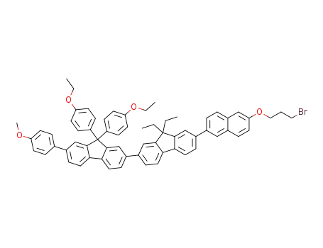 Molecular Structure of 1403598-92-4 (2-(2-(2-(3-bromopropoxy)naphth-6-yl)-9,9-diethylfluoren-7-yl)-9,9-bis(4-ethoxyphenyl)-7-(4-methoxyphenyl)fluorene)
