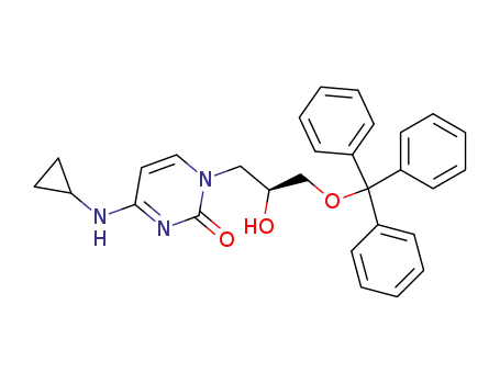 Molecular Structure of 883867-83-2 (2(1H)-Pyrimidinone,
4-(cyclopropylamino)-1-[(2S)-2-hydroxy-3-(triphenylmethoxy)propyl]-)