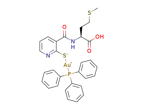 Molecular Structure of 1436394-11-4 ([Au(SPyCONHCH(((CH<sub>2</sub>)<sub>2</sub>SMe))COOH)(PPh<sub>3</sub>)])