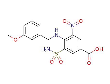 Molecular Structure of 1415960-94-9 (4-[(3-methoxybenzyl)amino]-3-nitro-5-sulfamoylbenzoic acid)