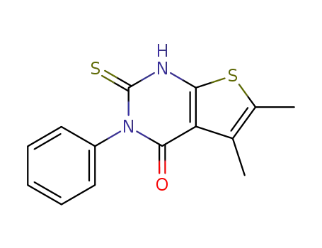 Molecular Structure of 59898-64-5 (5,6-DIMETHYL-3-PHENYL-2-THIOXO-2,3-DIHYDROTHIENO[2,3-D]PYRIMIDIN-4(1H)-ONE)