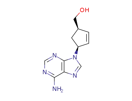 Molecular Structure of 158799-92-9 (2-Cyclopentene-1-methanol, 4-(6-amino-9H-purin-9-yl)-, (1R,4S)-)