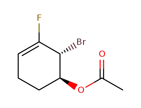 Molecular Structure of 1431975-46-0 ((+)-(1S,2R)-1-acetoxy-2-bromo-3-fluorocyclohex-3-ene)