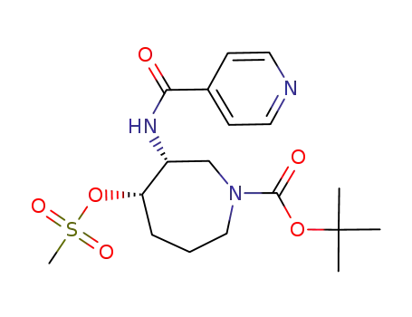 Molecular Structure of 602277-73-6 (1H-Azepine-1-carboxylic acid,
hexahydro-4-[(methylsulfonyl)oxy]-3-[(4-pyridinylcarbonyl)amino]-,
1,1-dimethylethyl ester, (3R,4S)-)