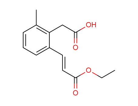 Molecular Structure of 1215037-90-3 ((E)-2-(2-(3-ethoxy-3-oxoprop-1-en-1-yl)-6-methylphenyl)acetic acid)