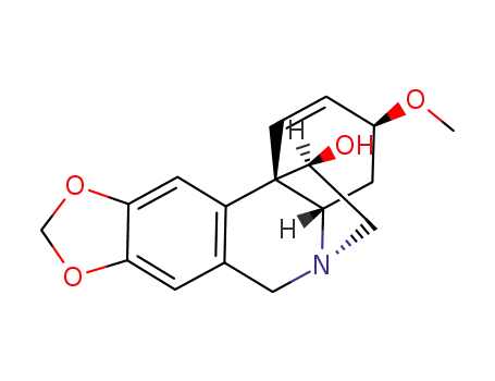 Molecular Structure of 466-75-1 ((3beta,11R,13beta,19alpha)-3-methoxy-1,2-didehydrocrinan-11-ol)