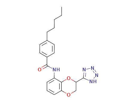 Molecular Structure of 103175-75-3 (Benzamide,
N-[2,3-dihydro-3-(1H-tetrazol-5-yl)-1,4-benzodioxin-5-yl]-4-pentyl-)