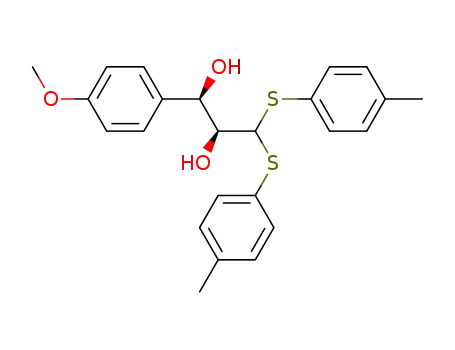 Molecular Structure of 130718-72-8 (threo (2S,3R)-3-(4-methoxyphenyl)-1,1-bis(p-tolylthio)propane-2,3-diol)