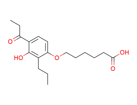Molecular Structure of 92518-45-1 (Hexanoic acid, 6-[3-hydroxy-4-(1-oxopropyl)-2-propylphenoxy]-)