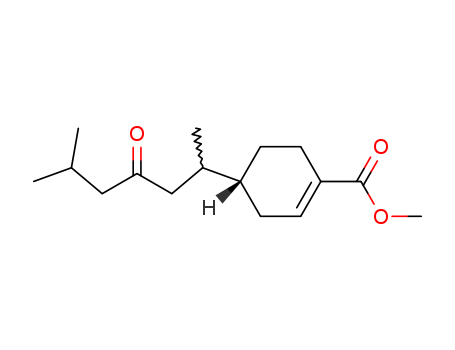 Molecular Structure of 19908-46-4 (1-Cyclohexene-1-carboxylic acid, 4-(1,5-dimethyl-3-oxohexyl)-, methyl
ester)