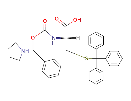 Molecular Structure of 53308-88-6 (N-[(benzyloxy)carbonyl]-S-tritylcysteine - N-ethylethanamine (1:1))