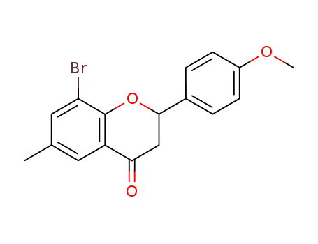 Molecular Structure of 29976-74-7 (4H-1-Benzopyran-4-one,
8-bromo-2,3-dihydro-2-(4-methoxyphenyl)-6-methyl-)