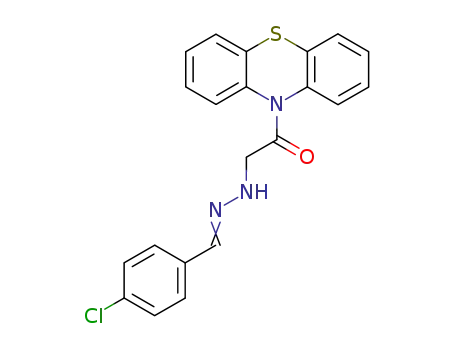 Molecular Structure of 54012-78-1 (10H-Phenothiazine, 10-[[[(4-chlorophenyl)methylene]hydrazino]acetyl]-)
