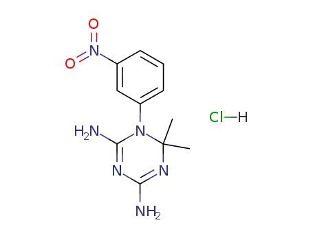 Molecular Structure of 4514-45-8 (6,6-dimethyl-1-(3-nitrophenyl)-1,6-dihydro-1,3,5-triazine-2,4-diamine)
