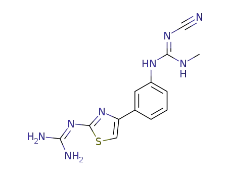 Molecular Structure of 72801-63-9 (Guanidine,N-[3-[2-[(aminoiminomethyl)amino]-4-thiazolyl]phenyl]-N'-cyano-N''-methyl-)