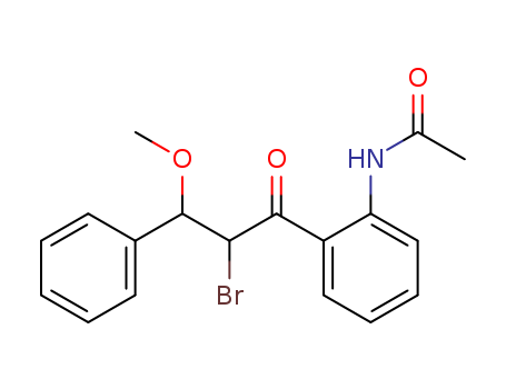 Molecular Structure of 124856-96-8 (Acetamide, N-[2-(2-bromo-3-methoxy-1-oxo-3-phenylpropyl)phenyl]-)