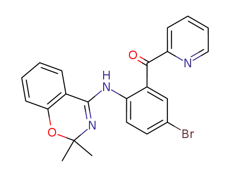 Molecular Structure of 82562-61-6 ([5-Bromo-2-(2,2-dimethyl-2H-benzo[e][1,3]oxazin-4-ylamino)-phenyl]-pyridin-2-yl-methanone)