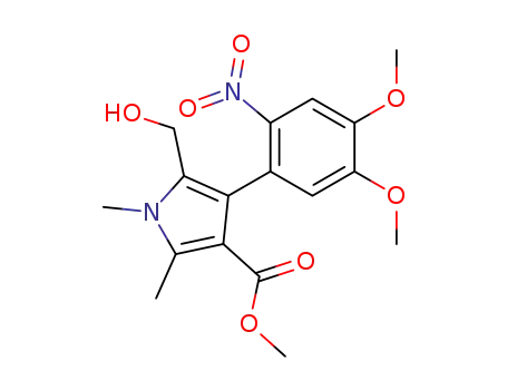 Molecular Structure of 117663-43-1 (1H-Pyrrole-3-carboxylic acid,
4-(4,5-dimethoxy-2-nitrophenyl)-5-(hydroxymethyl)-1,2-dimethyl-, methyl
ester)