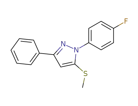 Molecular Structure of 871110-08-6 (1-(4-FLUOROPHENYL)-5-METHYLTHIO-3-PHENYL-1H-PYRAZOLE)