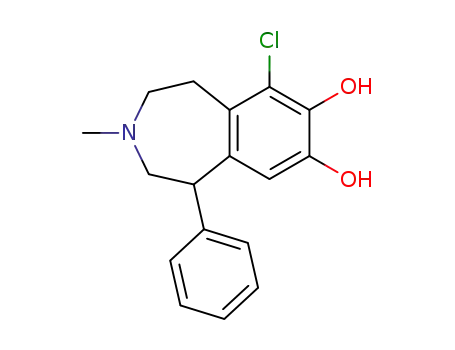 Molecular Structure of 74115-04-1 (6-chloro-3-methyl-1-phenyl-2,3,4,5-tetrahydro-1H-3-benzazepine-7,8-diol)