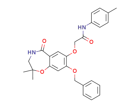 Molecular Structure of 144537-46-2 (Acetamide,
N-(4-methylphenyl)-2-[[2,3,4,5-tetrahydro-2,2-dimethyl-5-oxo-8-(phenyl
methoxy)-1,4-benzoxazepin-7-yl]oxy]-)