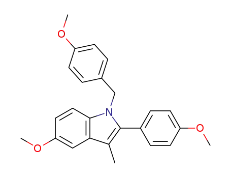 Molecular Structure of 104598-92-7 (1H-Indole,
5-methoxy-2-(4-methoxyphenyl)-1-[(4-methoxyphenyl)methyl]-3-methyl-)