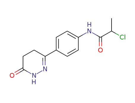 Molecular Structure of 39754-33-1 (Propanamide,
2-chloro-N-[4-(1,4,5,6-tetrahydro-6-oxo-3-pyridazinyl)phenyl]-)