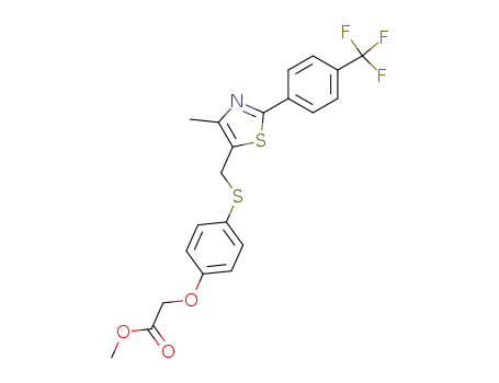 Molecular Structure of 317318-65-3 (Acetic acid,
[4-[[[4-methyl-2-[4-(trifluoromethyl)phenyl]-5-thiazolyl]methyl]thio]phenoxy
]-, methyl ester)