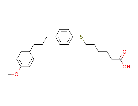 Molecular Structure of 142260-38-6 (Hexanoic acid, 6-[[4-[3-(4-methoxyphenyl)propyl]phenyl]thio]-)