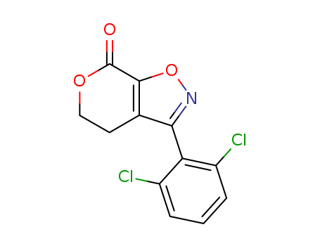Molecular Structure of 156496-85-4 (7H-Pyrano[4,3-d]isoxazol-7-one, 3-(2,6-dichlorophenyl)-4,5-dihydro-)