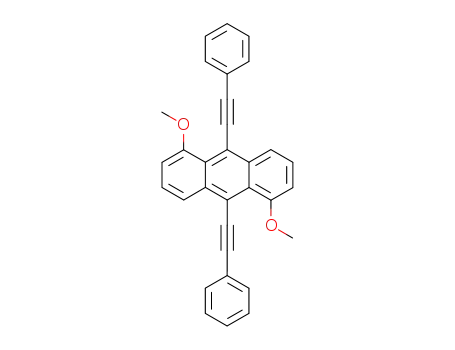 Molecular Structure of 80034-25-9 (Anthracene, 1,5-dimethoxy-9,10-bis(phenylethynyl)-)