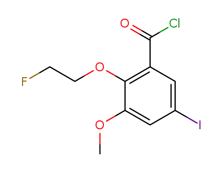 Molecular Structure of 171805-81-5 (2-(2-Fluoro-ethoxy)-5-iodo-3-methoxy-benzoyl chloride)