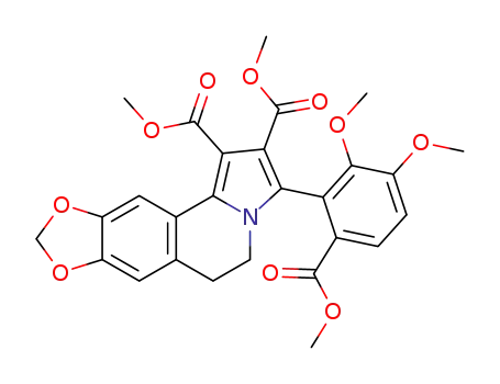 Molecular Structure of 81548-58-5 (dimethyl 3-[2,3-dimethoxy-6-(methoxycarbonyl)phenyl]-5,6-dihydro[1,3]dioxolo[4,5-g]pyrrolo[2,1-a]isoquinoline-1,2-dicarboxylate)