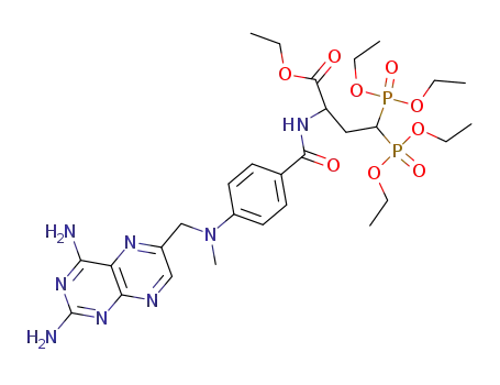 Molecular Structure of 120368-87-8 (tetraethyl N-(4-<(<2,4-diamino-6-pteridinyl>methyl) methyl-amino>benzoyl)-3-amino-3-ethoxycarbonylpropylidene-1,1-bisphosphonate)