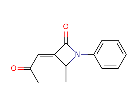 Molecular Structure of 110729-49-2 (2-Azetidinone, 4-methyl-3-(2-oxopropylidene)-1-phenyl-, (E)-)