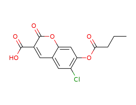 Molecular Structure of 183736-47-2 (7-Butyryloxy-6-chloro-2-oxo-2H-chromene-3-carboxylic acid)
