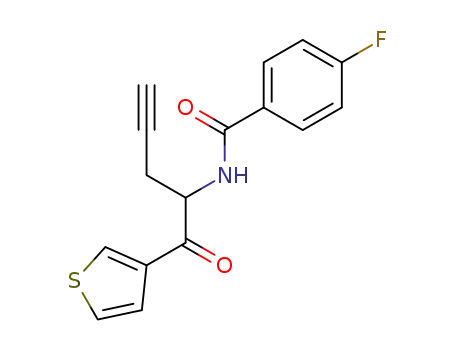 Molecular Structure of 113399-06-7 (Benzamide, 4-fluoro-N-[1-(3-thienylcarbonyl)-3-butynyl]-)