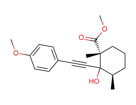 Molecular Structure of 875433-43-5 (Cyclohexanecarboxylic acid,
2-hydroxy-2-[(4-methoxyphenyl)ethynyl]-1,3-dimethyl-, methyl ester,
(1R,3R)-)