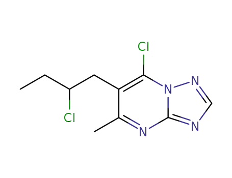 Molecular Structure of 62053-08-1 ([1,2,4]Triazolo[1,5-a]pyrimidine, 7-chloro-6-(2-chlorobutyl)-5-methyl-)