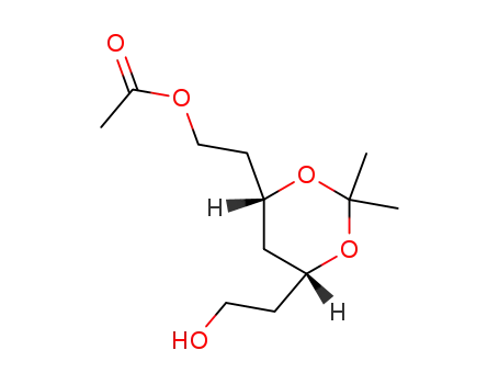 Molecular Structure of 146367-51-3 (1,3-Dioxane-4,6-diethanol, 2,2-dimethyl-, monoacetate, (4S,6R)-)