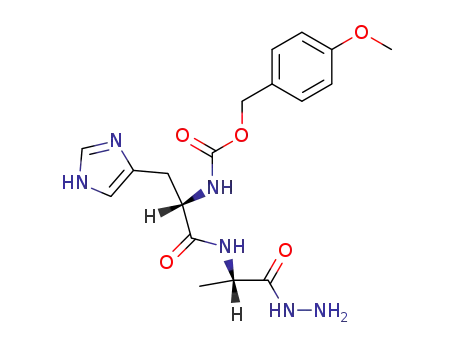 Molecular Structure of 89821-25-0 (L-Alanine, N-[N-[[(4-methoxyphenyl)methoxy]carbonyl]-L-histidyl]-,
hydrazide)