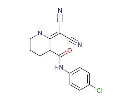 Molecular Structure of 106412-58-2 (2-Dicyanomethylene-1-methyl-piperidine-3-carboxylic acid (4-chloro-phenyl)-amide)