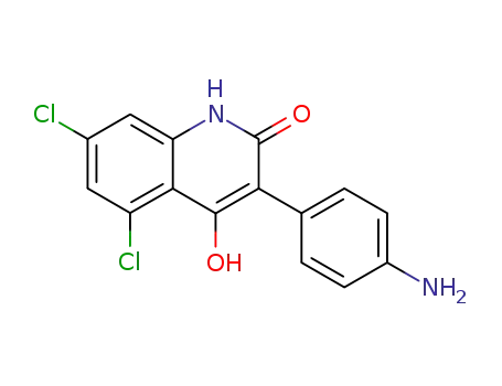 Molecular Structure of 143294-51-3 (2(1H)-Quinolinone, 3-(4-aminophenyl)-5,7-dichloro-4-hydroxy-)