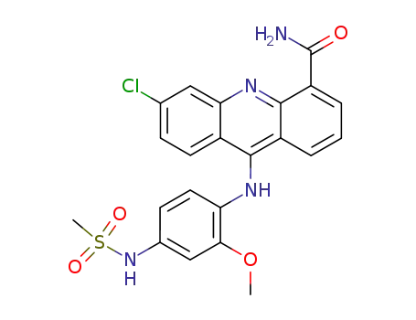 Molecular Structure of 86611-57-6 (4-Acridinecarboxamide,
6-chloro-9-[[2-methoxy-4-[(methylsulfonyl)amino]phenyl]amino]-)