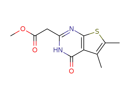 Molecular Structure of 105219-75-8 ((5,6-DIMETHYL-4-OXO-3,4-DIHYDRO-THIENO[2,3-D]PYRIMIDIN-2-YL)-ACETIC ACID METHYL ESTER)