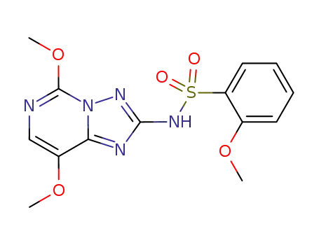 Molecular Structure of 219713-00-5 (2-methoxy-N-(5,8-dimethoxy-1,2,4-triazolo[1,5-c]pyrimidin-2-yl)benzenesulfonamide)